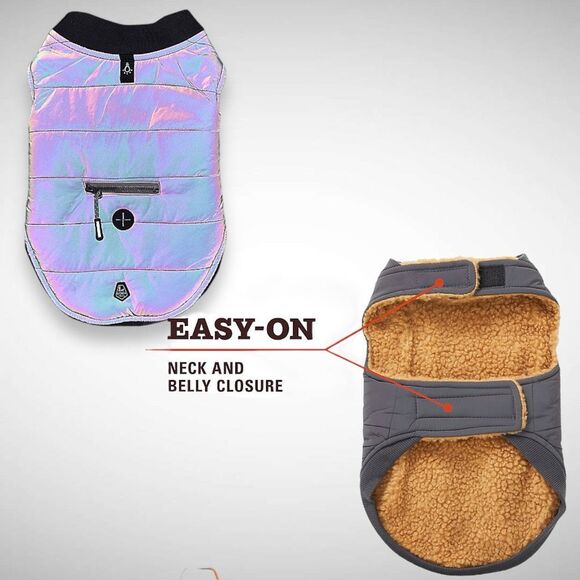 Arcadia Trail Gray Chrome Ultra Reflective Dog Jacket Sherpa Lined Size‎ XL - Picture 3 of 5